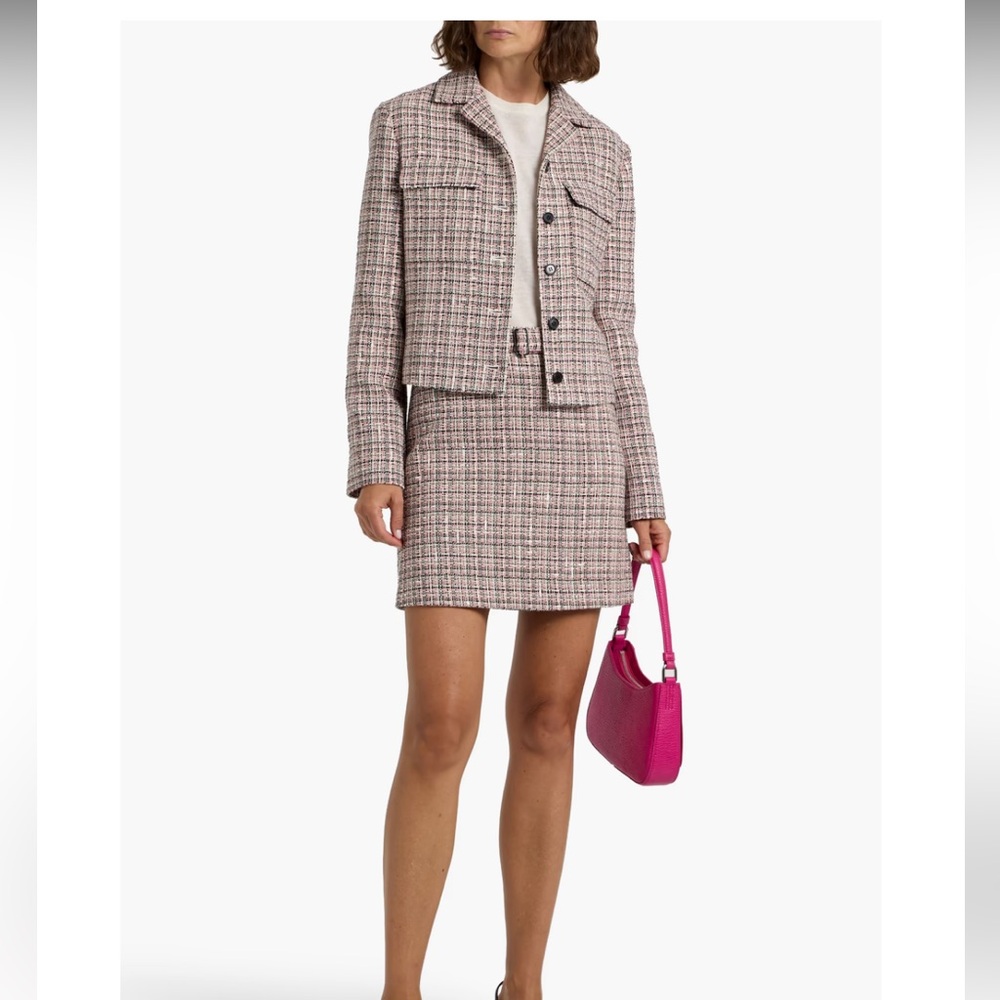 Theory Pink Multicolor Tweed Skirt